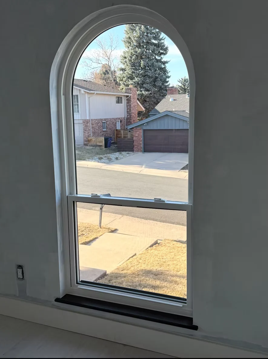 Arched window opening before replacement