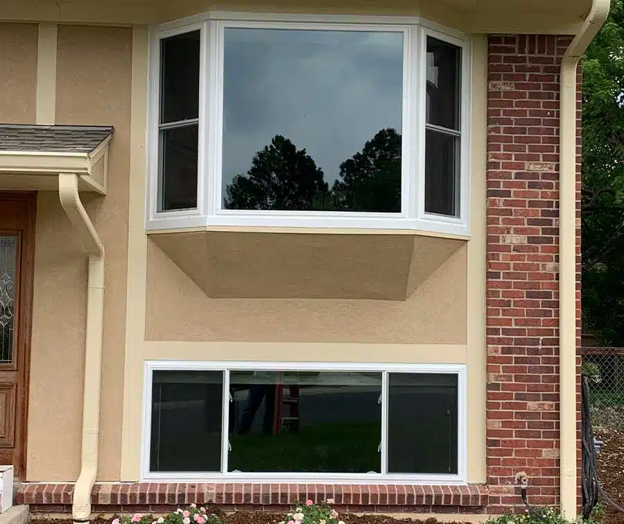Exterior view of new bay and sliding windows