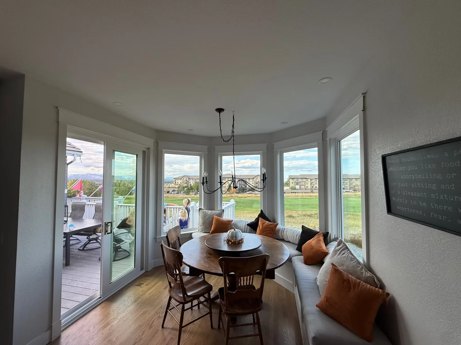 Dining room with newly installed windows and patio doors