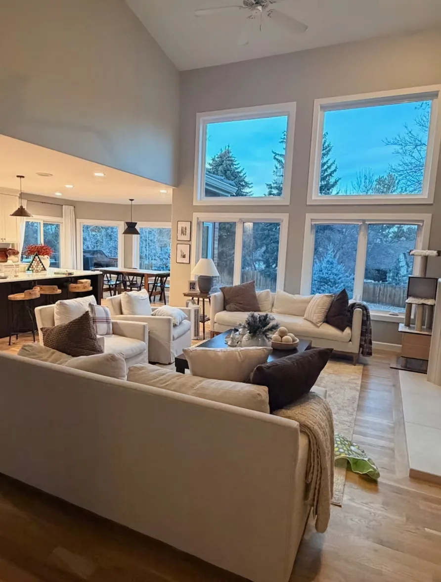 Living room with floor-to-ceiling windows